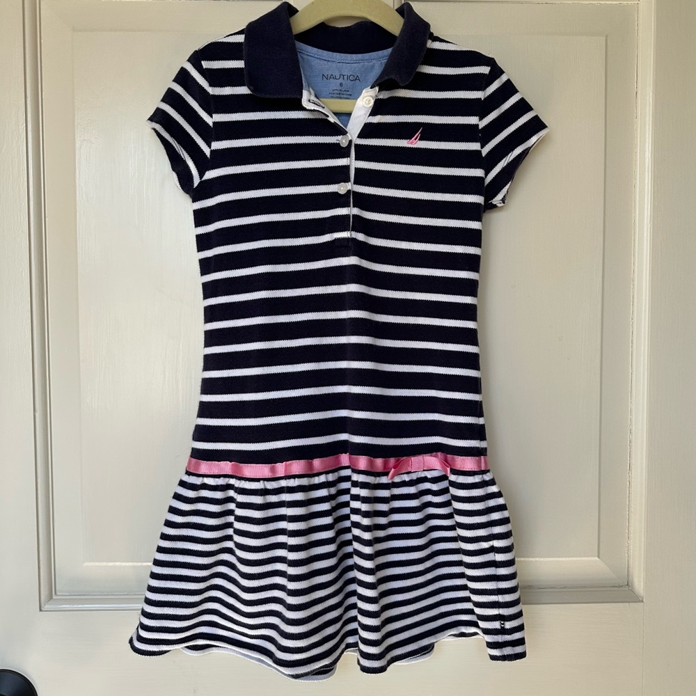 Nautica Kids’ Size 6 Navy Striped Drop Waist Dress